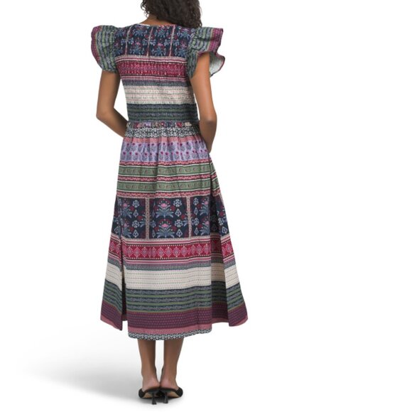 LEA multi Flutter Sleeve Mixed Print Maxi Dress - Picture 2 of 2